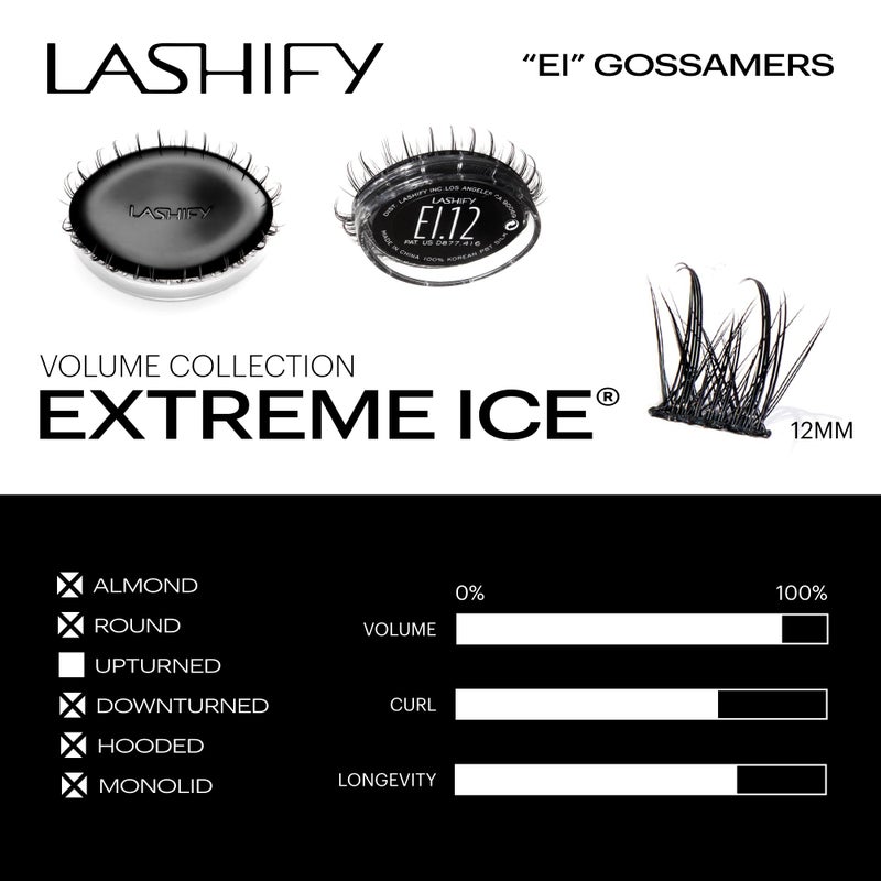 Lashify Extreme Ice 12mm Gossamer DIY Eyelash Extensions Refill, the First Ever Dual-Fibered Lash that Features Both Thin and Thick Fibers, Black, Easy False Lashes - Image 3