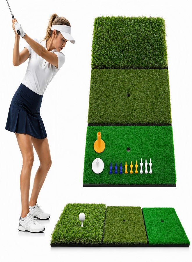 CalmBloom Golf Practice Mat 3-in-1 Turf Golf Hitting Mat for Swing, Putting & Chipping | Portable Golf Training Mat Indoor/Outdoor, Golf Mat with 8 Tees - Image 1