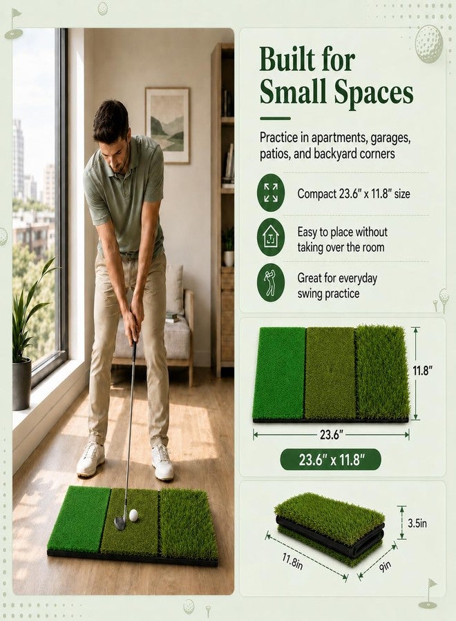 CalmBloom Golf Practice Mat 3-in-1 Turf Golf Hitting Mat for Swing, Putting & Chipping | Portable Golf Training Mat Indoor/Outdoor, Golf Mat with 8 Tees - Image 2