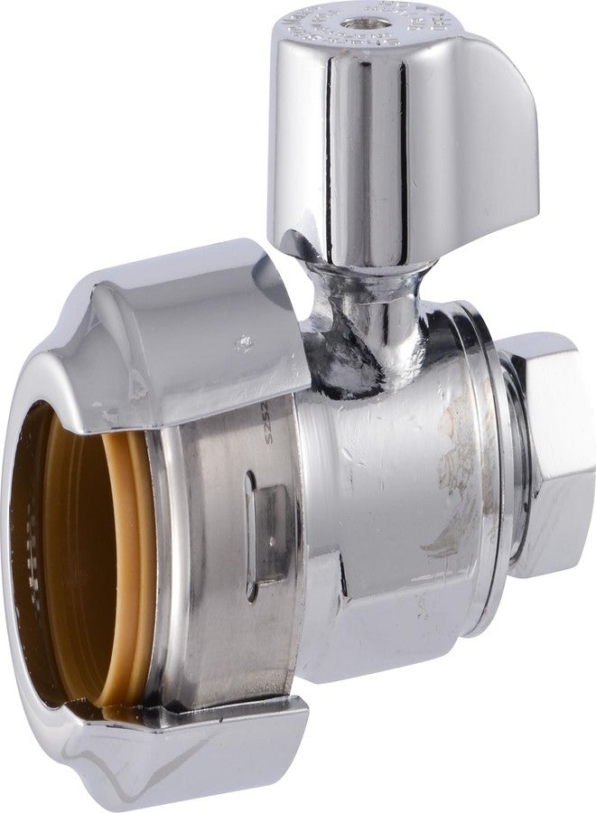 SharkBite Max 1/2 x 1/4 Inch Compression Straight Stop Valve, Quarter Turn, Push to Connect Brass Plumbing Fitting, PEX Pipe, Copper, CPVC, PE-RT, HDPE, UR23337 - Image 1