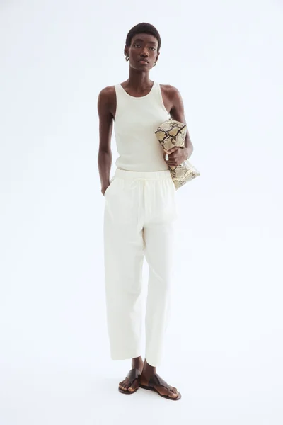 H&M Linen-blend drawstring trousers