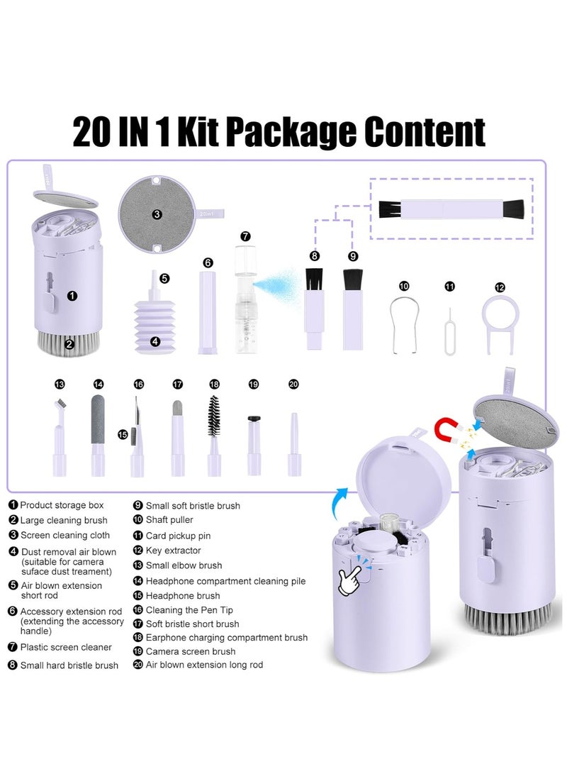 20-in-1 Laptop Screen Keyboard Cleaner Kit for iPhone, Airpods, Computer, Cleaning Spray for MacBook, iPad, Smartphone, Electric Clean Brush Tool for Camera, Earbuds, Purple  - Image 3
