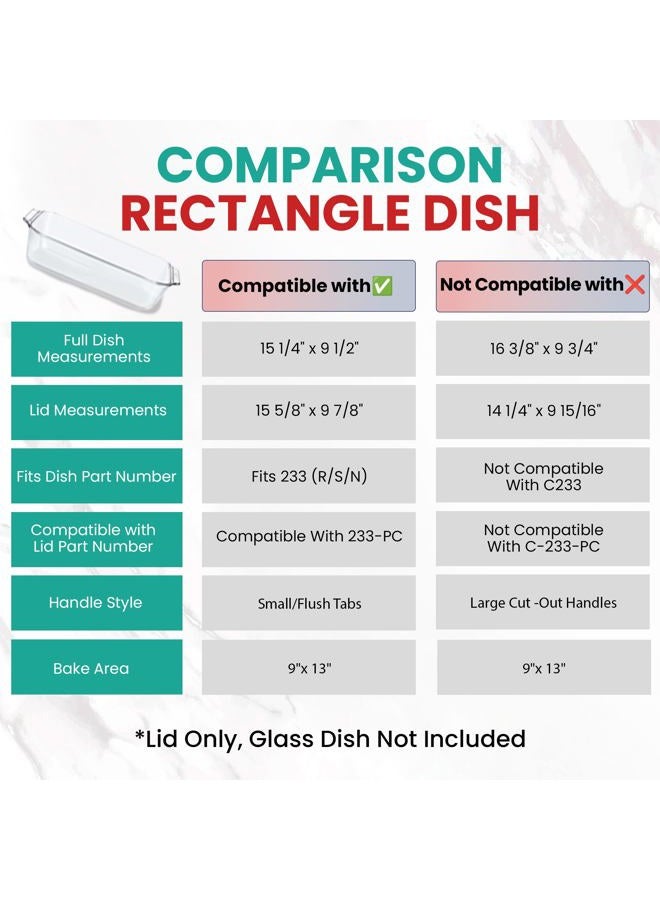 MRX Solutions Replacement Lid fits Pyrex 9x13 233 Glass Casserole Baking Dish Container with Tab Handles, for 3-Quart Model 233-PC (Turquoise) - Image 4