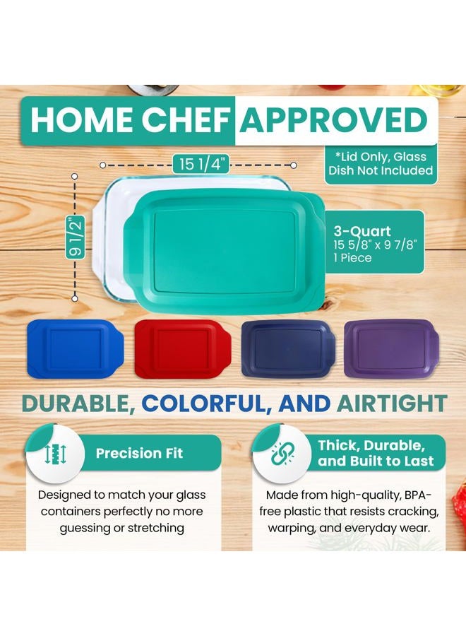 MRX Solutions Replacement Lid fits Pyrex 9x13 233 Glass Casserole Baking Dish Container with Tab Handles, for 3-Quart Model 233-PC (Turquoise) - Image 3