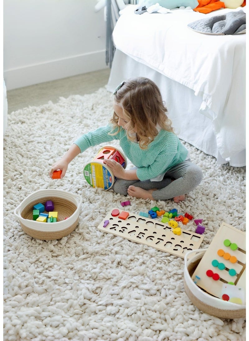 متجر الفرح مجموعة من 5 سلال دائرية صغيرة منسوجة، سلال من الحبال القطنية للتنظيم، ألعاب مونتيسوري، وعاء مفاتيح للتحكم عن بعد بالفواكه لمكتب المدخل، ديكور منزلي ضحل، سلة هدايا للقطط والكلاب - Image 2