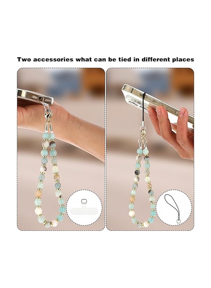 Colorful Phone Charm, Natural Stone Beaded Charms Lanyard, Anti-Lost Charm Wrist Strap Phone Lanyard Wrist Strap Keychain with Detachable Tether and Universal Adjustable Charm Grip （Colorful Turquoise） - Image 5