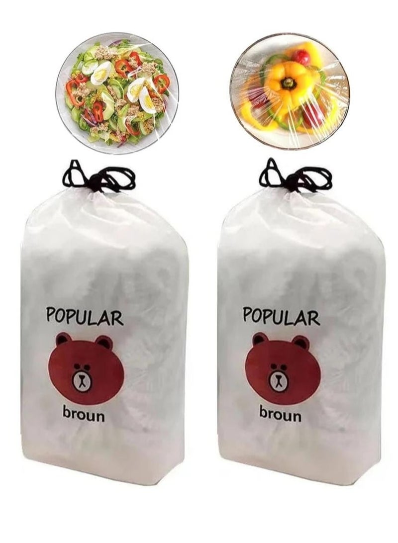 200 pcs Food Storage Bags - Stretchable Flexible Covers - 200 Pack Of Clear Reusable Plastic Lids, Perfect For Keeping Leftovers And Storing Meals - Image 1