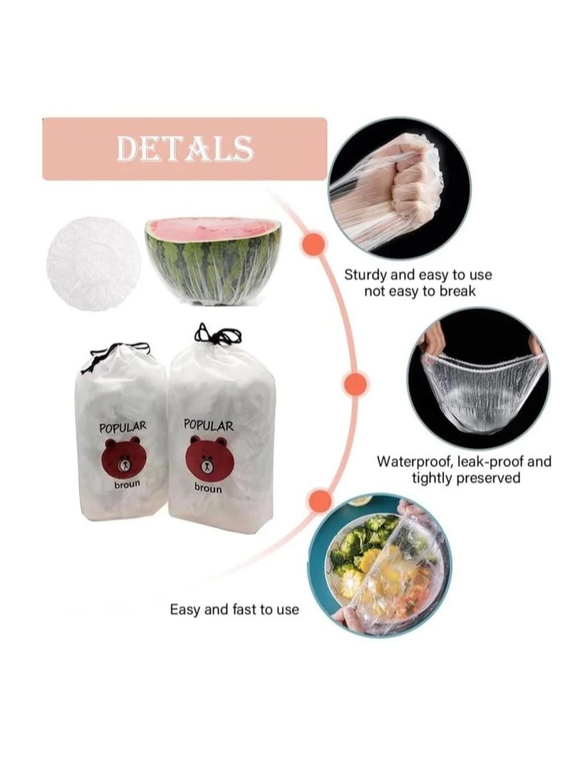 200 pcs Food Storage Bags - Stretchable Flexible Covers - 200 Pack Of Clear Reusable Plastic Lids, Perfect For Keeping Leftovers And Storing Meals - Image 3