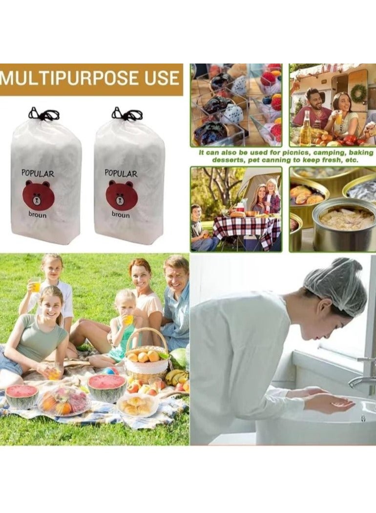 200 pcs Food Storage Bags - Stretchable Flexible Covers - 200 Pack Of Clear Reusable Plastic Lids, Perfect For Keeping Leftovers And Storing Meals - Image 2