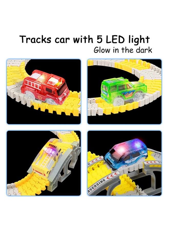 null - Tracks Cars Replacement Only, Light Up Magic Cars For Tracks Compatible With Glow In The Dark Toy Cars With 5 Led Flashing Lights For Most Race Tracks Only Toy Cars Track Car Accessories (4 Pack) - Image 1