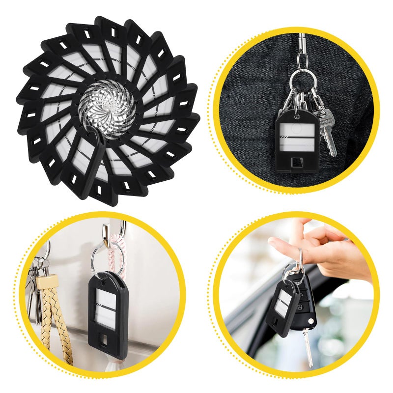 50pcs Black Plastic Key Tags Multi Function Label Tags for Office Hotel Luggage - Image 5