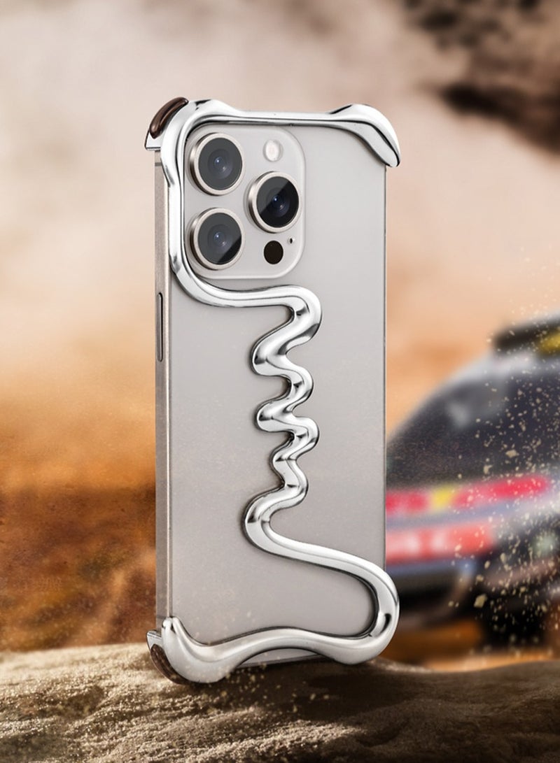 general Ultra-Light Minimalist Metal Case for iPhone 16 Pro Max, Frameless Art Design, Full Aluminum Alloy Protective Cover with 3D Hollow Curved Lines - Image 1