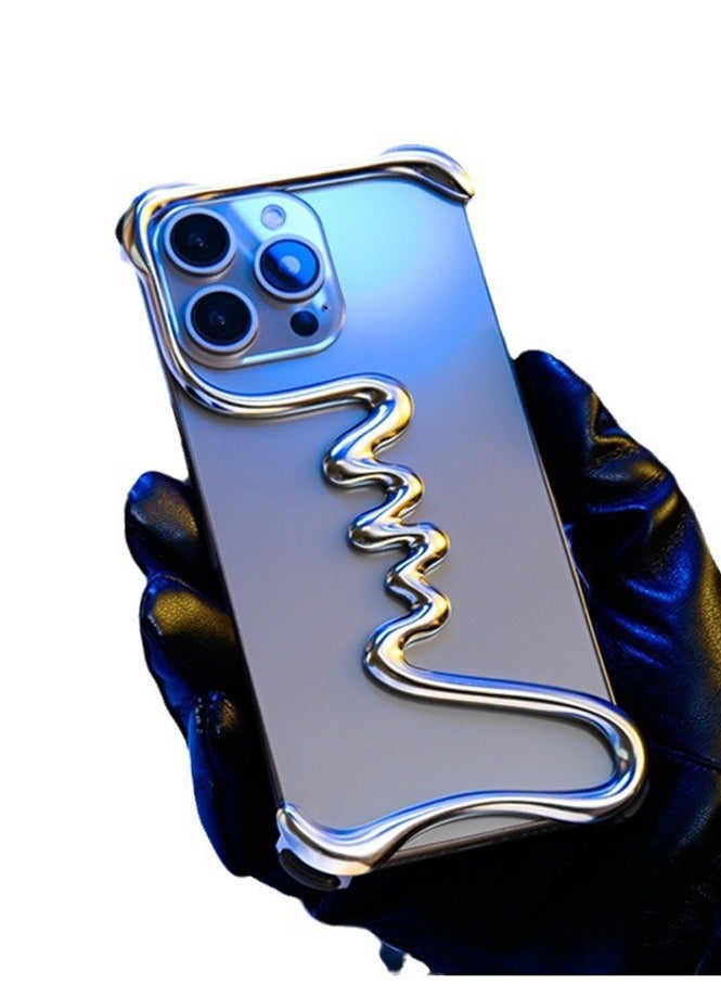 general Ultra-Light Minimalist Metal Case for iPhone 16 Pro Max, Frameless Art Design, Full Aluminum Alloy Protective Cover with 3D Hollow Curved Lines - Image 3