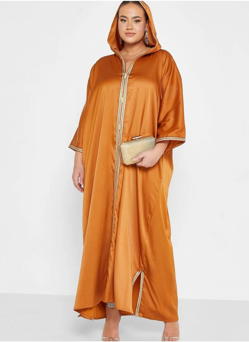 Maison Arabelle Curve V-Neck Printed Jalabiya