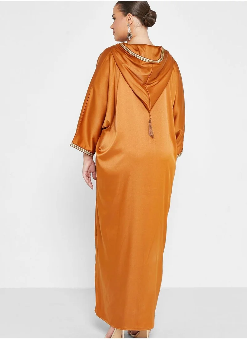 Maison Arabelle Curve V-Neck Printed Jalabiya