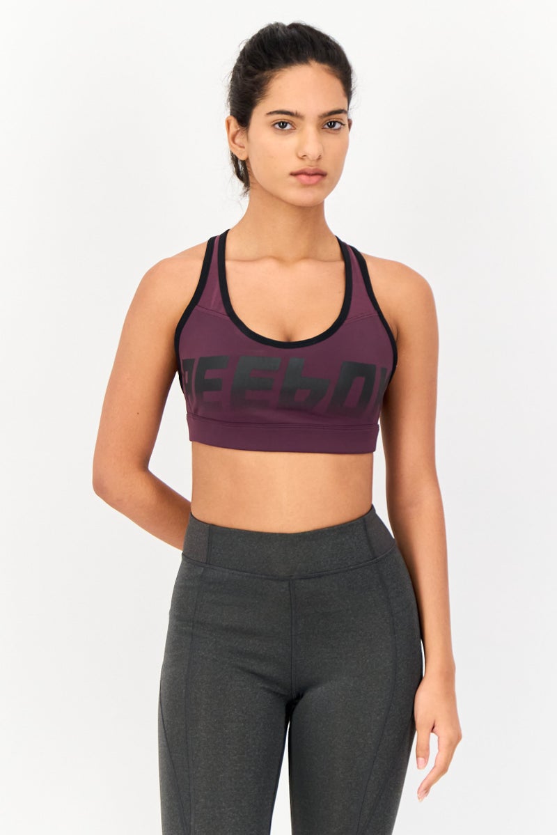 Reebok سوتيان رياضي مبطن للنساء بشعار العلامة التجارية، متعدد الألوان - Image 1