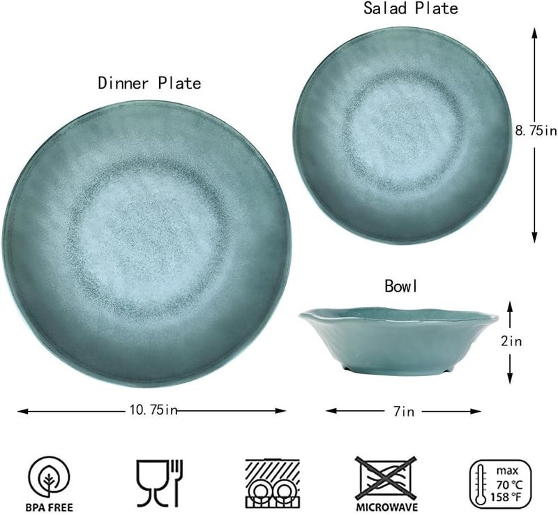 Miss Yip Missyip Melamine Dinnerware Set Indoor and Outdoor Use Plates and Bowls Sets Durable 12 Pcs Dishes Sets for 4 BPA Free Dishwasher Safe Not Microwave Not Oven - Image 2