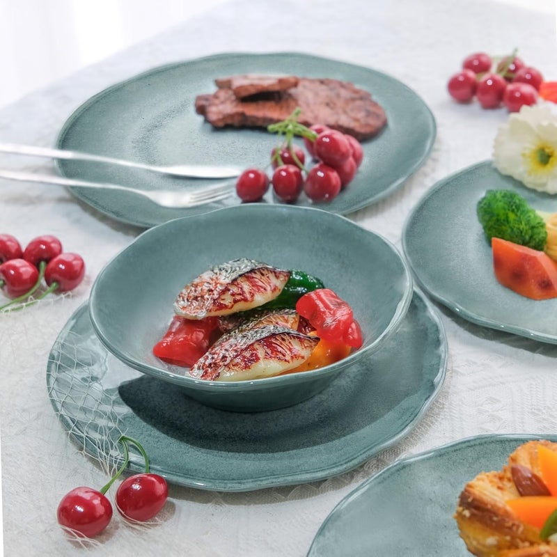 Miss Yip Missyip Melamine Dinnerware Set Indoor and Outdoor Use Plates and Bowls Sets Durable 12 Pcs Dishes Sets for 4 BPA Free Dishwasher Safe Not Microwave Not Oven - Image 3