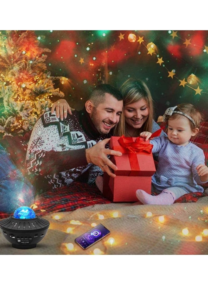 Sky Lite Night Light Laser Projector with Remote Control, 2 in 1 Star Starry Sky Light with LED Nebula Cloud Moving Ocean Wave Projector for Kids Baby Bedroom Room Decor, Built-in Music Speaker