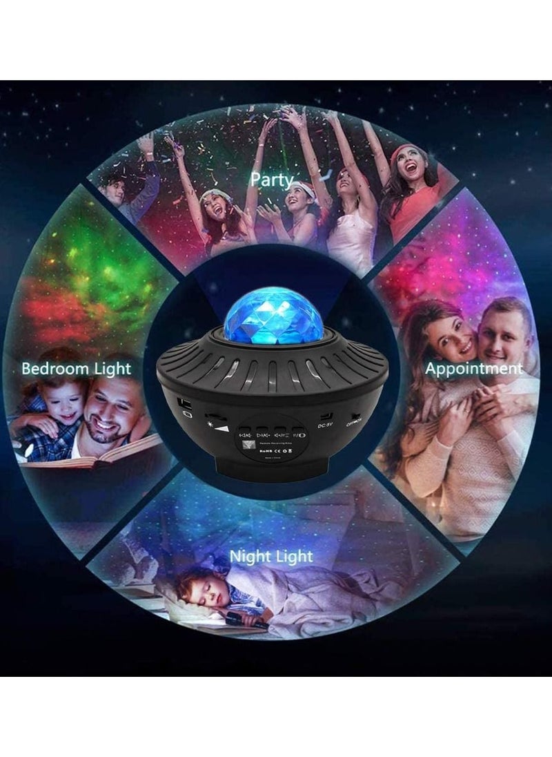 Sky Lite Night Light Laser Projector with Remote Control, 2 in 1 Star Starry Sky Light with LED Nebula Cloud Moving Ocean Wave Projector for Kids Baby Bedroom Room Decor, Built-in Music Speaker