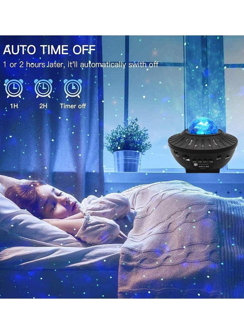 Sky Lite Night Light Laser Projector with Remote Control, 2 in 1 Star Starry Sky Light with LED Nebula Cloud Moving Ocean Wave Projector for Kids Baby Bedroom Room Decor, Built-in Music Speaker