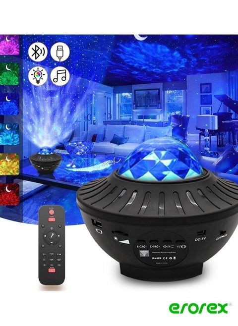 Sky Lite Night Light Laser Projector with Remote Control, 2 in 1 Star Starry Sky Light with LED Nebula Cloud Moving Ocean Wave Projector for Kids Baby Bedroom Room Decor, Built-in Music Speaker