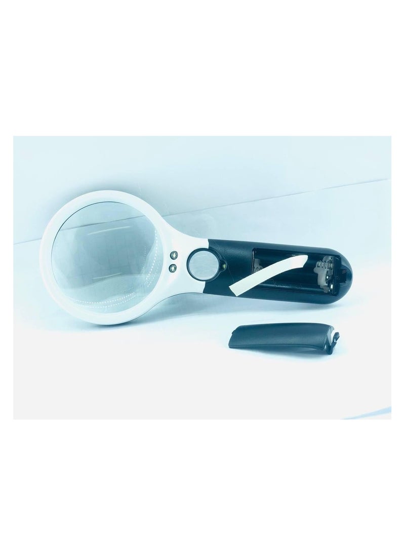 Realistic magnifying glass with 3 LED lenses inside the magnifying glass for exploring and magnifying writing and reviewing, Lens size: 75mm