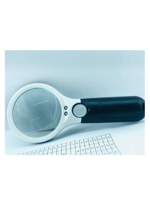 Realistic magnifying glass with 3 LED lenses inside the magnifying glass for exploring and magnifying writing and reviewing, Lens size: 75mm