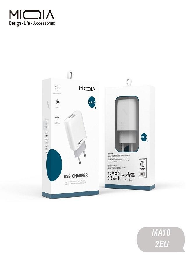 MIQIA 2 Port MIQIA EU Charger MA10 White  - Image 1