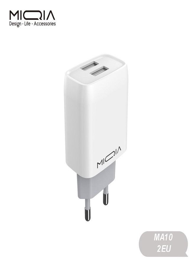 MIQIA 2 Port MIQIA EU Charger MA10 White  - Image 2