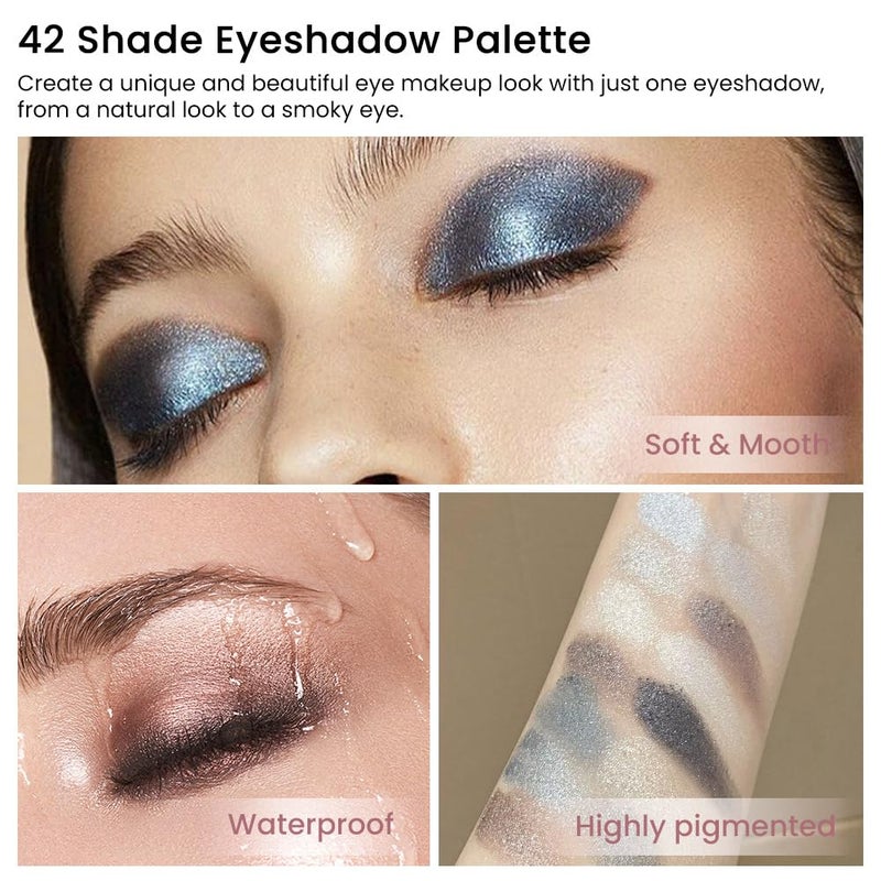 CAKAILA 42 Colors Smokey Eye Shadow Makeup Palette,Nude White Black Grey Brown Matte Shimmer eutral Natural Eyeshadow,Waterproof, Long Lasting Naturing-Looking - Image 4
