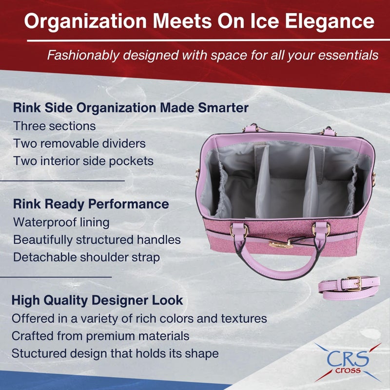 CRS Cross Rink Side Tote. Ice Skating Accessory Bag-Figure Skating, Roller, Inline Skaters, Dance, Cheer.Organizes Guards Water Bottle Phone (Rink Side Tote, Shimmer Purple) - Image 4