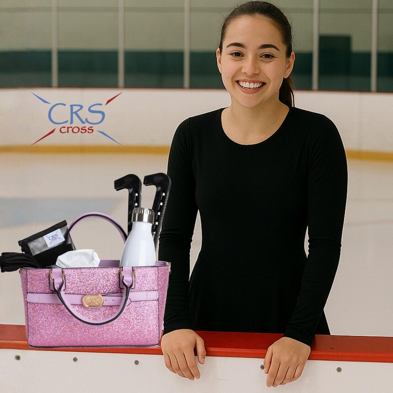CRS Cross Rink Side Tote. Ice Skating Accessory Bag-Figure Skating, Roller, Inline Skaters, Dance, Cheer.Organizes Guards Water Bottle Phone (Rink Side Tote, Shimmer Purple) - Image 3