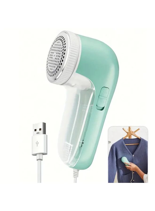 Green USB Powered Ball Trimmer Lint Remover For Clothes And Pants - Image 1