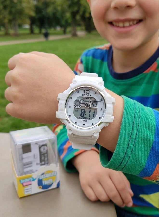 Toyland Kids Digital Sports Watch with LED Display–Fashion Casual Wrist Watch for Boys & Girls-White - Image 3