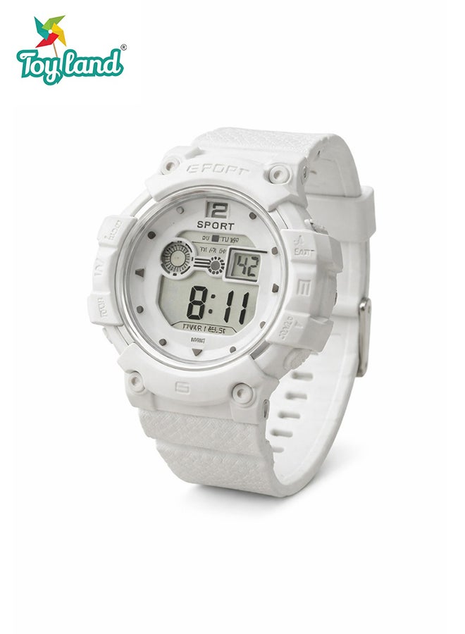 Toyland Kids Digital Sports Watch with LED Display–Fashion Casual Wrist Watch for Boys & Girls-White - Image 2