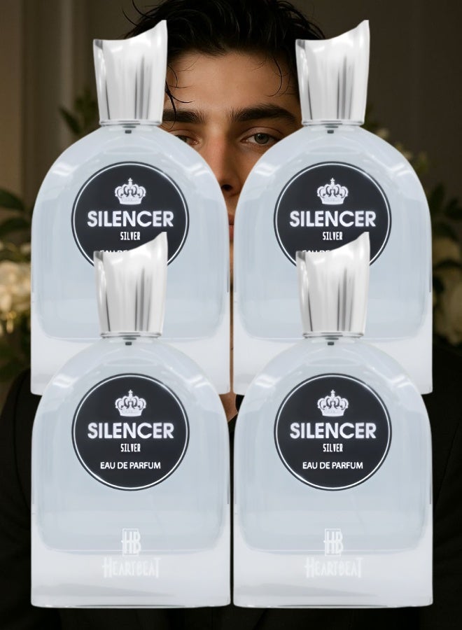 Heartbeat 4 Pieces Silencer Silver Perfume 100ML - Image 1
