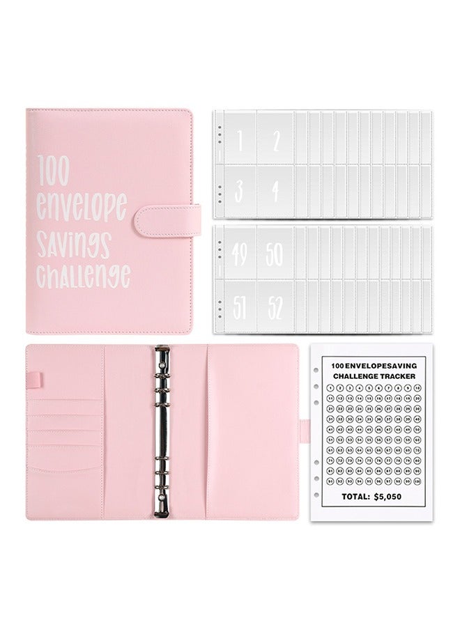 A5 Budget Binder for Savings Challenge – Eco-Friendly PU Leather Cash Envelopes with Digital s, Waterproof  Tear-Resistant, Ideal for Personal Finance, Travel and Home Budgeting, Pink - Image 1