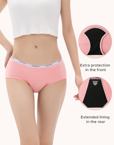 INNERSY Period Underwear for Teens Girls Cotton Leak-Proof Menstrual Panties 3-Pack(Refreshing Blue Pink Polka Dots,XL(14-16 yrs)) - Image 2