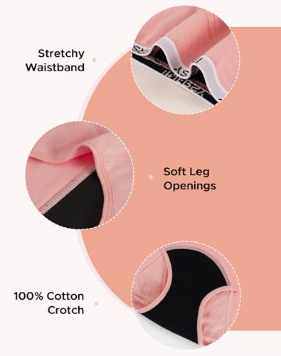 INNERSY Period Underwear for Teens Girls Cotton Leak-Proof Menstrual Panties 3-Pack(Refreshing Blue Pink Polka Dots,XL(14-16 yrs)) - Image 5