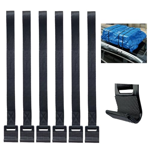 Szuoixe Rooftop Cargo Tie Down Door Hook Straps - Secure Any Roof Bag, Rack Cargo Carrier, Car Top Frame Gear Replacement, No Roof Rack Required, Compatible with SUV, Jeep, 6Pcs Anti-Scratch - Image 4