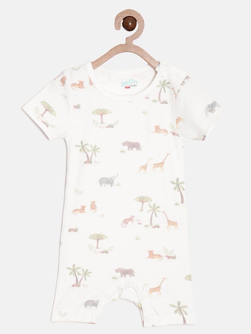 Broon Infant Boys White Printed Organic Cotton Rompers Pack of 2 - Image 2