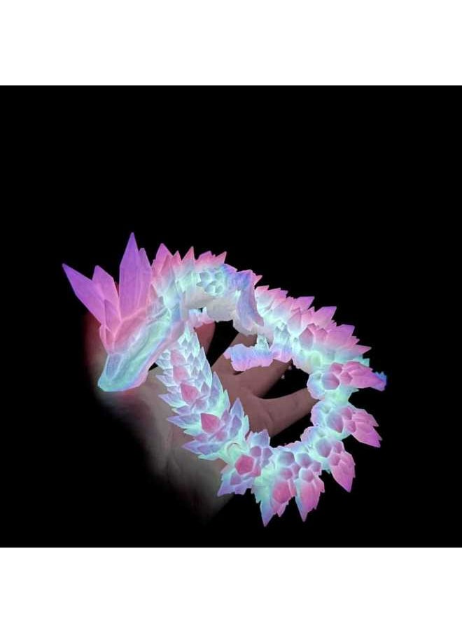 Generic - # 3D Printing Luminous Dragon Toy Gradient Crystal Three-dimensional Dragon Egg Creative Desktop Ornament Joint Movable Model-Color:Cool Gradient Luminous Dragon (including Light Flashlight) [30cm❤Ready Stock For Quick Delivery] - Image 1