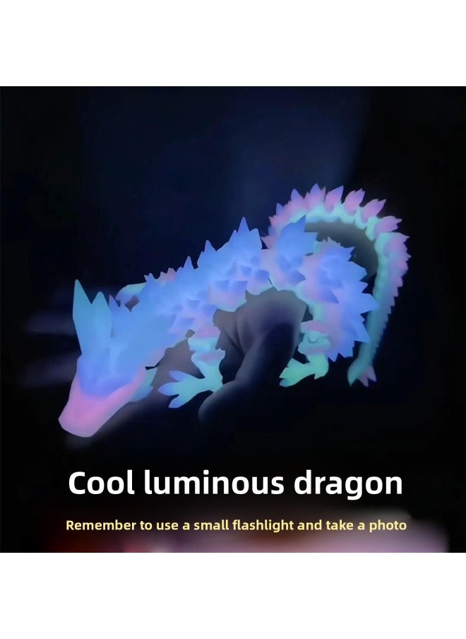 Generic - # 3D Printing Luminous Dragon Toy Gradient Crystal Three-dimensional Dragon Egg Creative Desktop Ornament Joint Movable Model-Color:Cool Gradient Luminous Dragon (including Light Flashlight) [30cm❤Ready Stock For Quick Delivery] - Image 1