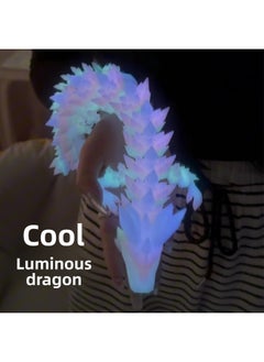 # 3D Printing Luminous Dragon Toy Gradient Crystal Three-dimensional Dragon Egg Creative Desktop Ornament Joint Movable Model-Color:Cool Gradient Luminous Dragon (including Light Flashlight) [30cm❤Ready Stock For Quick Delivery]