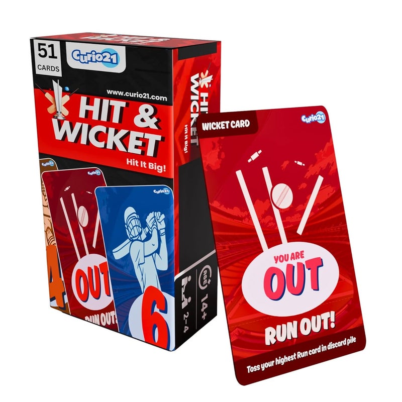 Curio21 Hit & Wicket Cricket Card Game for Kids, Teens, Adults & Families | Perfect Indoor Fun Activity | Christmas/Birthday/Return Gifts for Boys, Girls, Teens | Fast-Paced Strategy | 2–4 Players - Image 1