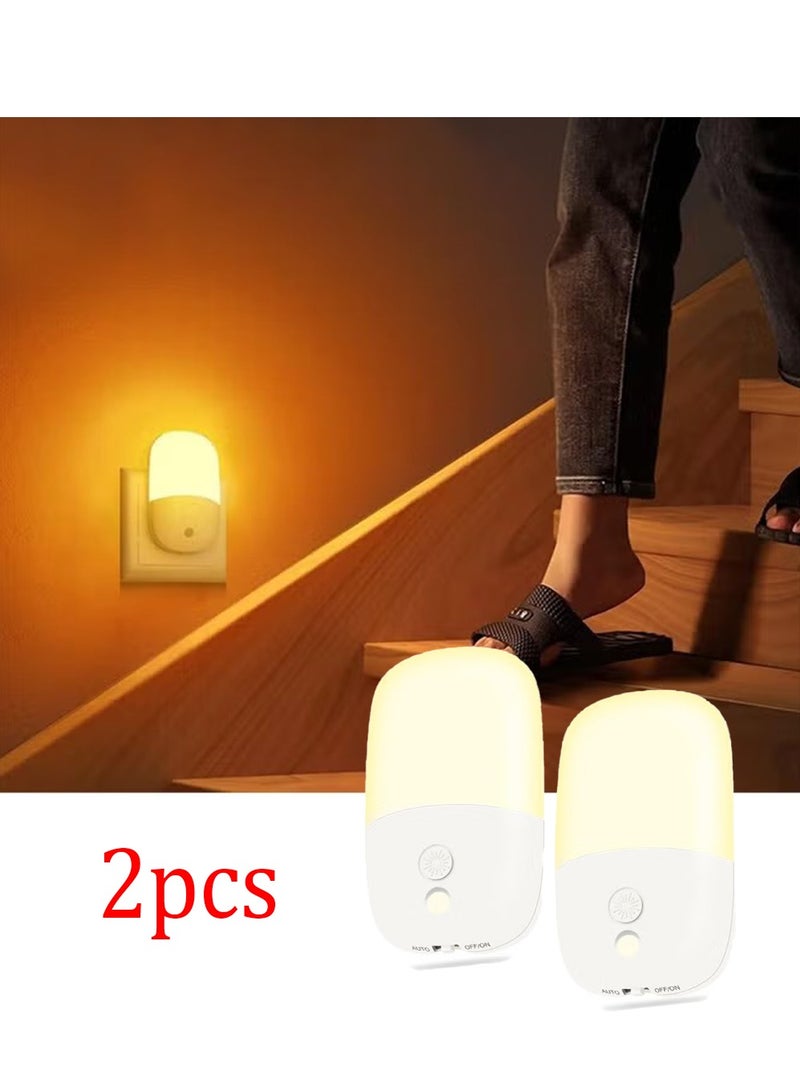 2 Pack Night Light Plug in Wall,Intelligent Sensor Night Light, 2700K Warm White Light,LED Night Light for Bedroom,Hallway,Bathroom - Image 1