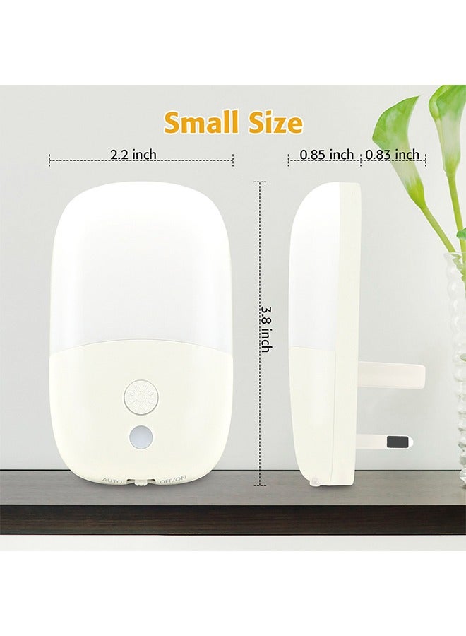 2 Pack Night Light Plug in Wall,Intelligent Sensor Night Light, 2700K Warm White Light,LED Night Light for Bedroom,Hallway,Bathroom - Image 2