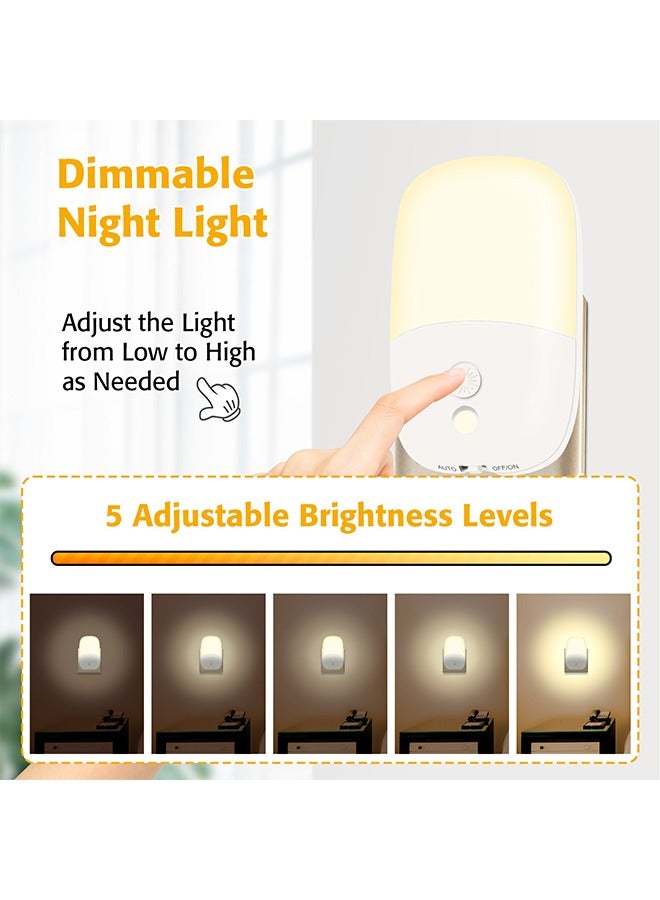 2 Pack Night Light Plug in Wall,Intelligent Sensor Night Light, 2700K Warm White Light,LED Night Light for Bedroom,Hallway,Bathroom - Image 3