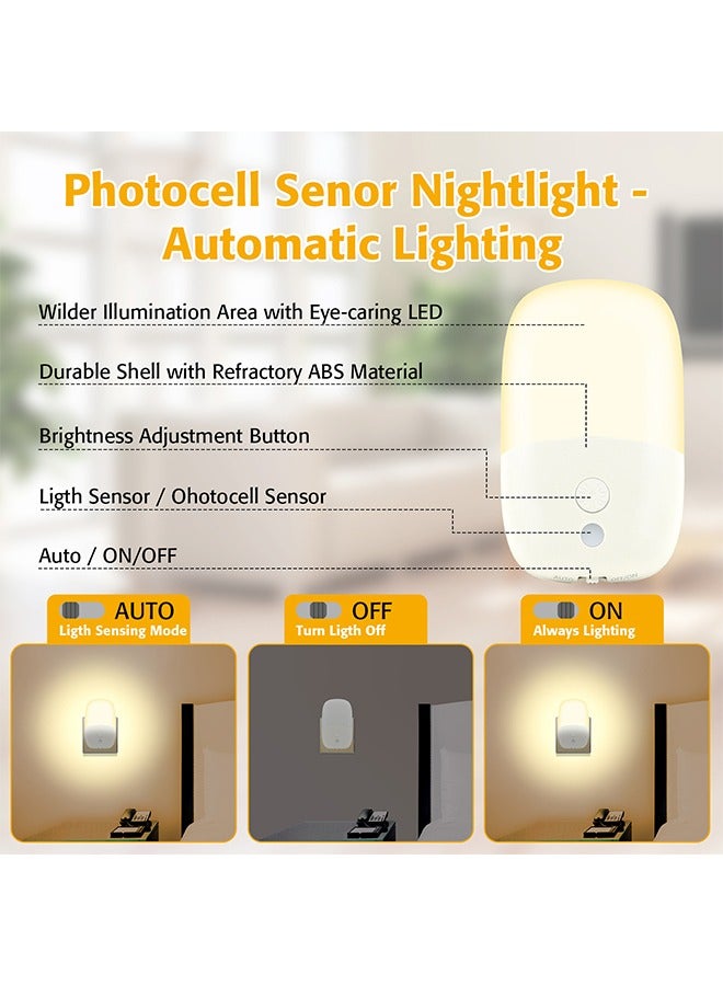 2 Pack Night Light Plug in Wall,Intelligent Sensor Night Light, 2700K Warm White Light,LED Night Light for Bedroom,Hallway,Bathroom - Image 4